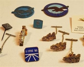 Aircraft Manufacturer Tie Tacks, Tie Clip, Pins, Brass Medallion and Magnet