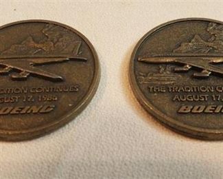 2 Boeing 5000th Brass Medallions