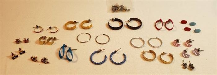 18 Pair Of Earrings ~ Pierced and small bags of backs