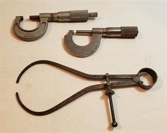 2 Micrometers: L.S. Starrett Co. & National and Vintage Union Tool Co. Caliper ~ all are a bit rusty