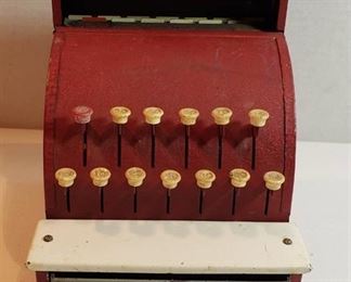 Vintage Metal Kid's Cash Register ~ all the buttons work; however, spring for drawer doesn't work ~ 6.5 x 7.5 x 7.5 in. tall