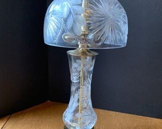 Cut Crystal Lamp w/ Brass Base