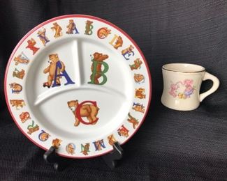  Tiffany & Co. Plate "Alphabet Bears" w/ Vintage Baby Mug