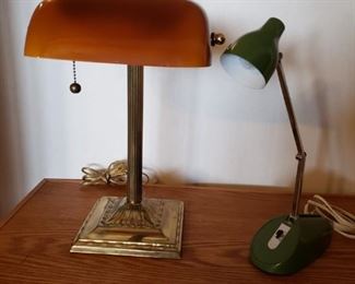 Vintage Green & Brown Desk Lamps