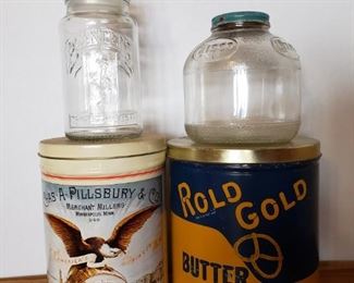  Vintage Name Brand Tins & Glass Jars