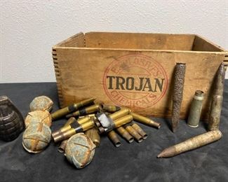 060 Trojan Explosives Box,Shell Casings, Weights and More
