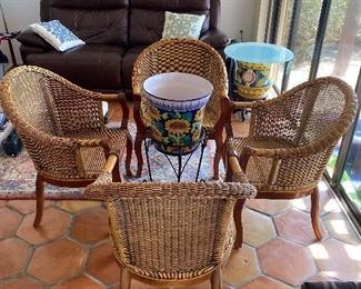 Set of four Ratan Chairs 16 tall at seat 34 tall at back X 21 3/4/" wide