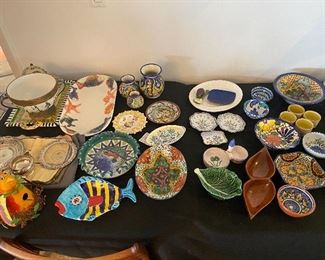 Handpainted Earthenware and pottery, gray fish dishes
