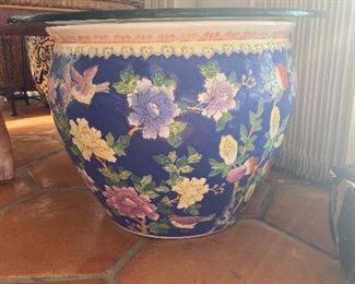 Floral Flower pot with glass top 14" tall X 16" Wide, Glass top 20"