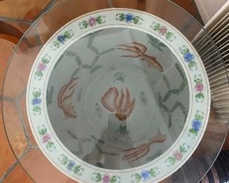 Inside of Asian Pot table 16" diameter, glass top 20"