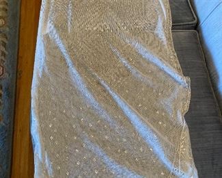 vintage net Gatsby hand sewn silver-beaded wrap 