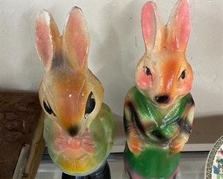 Old Chalkware Easter Bunnies