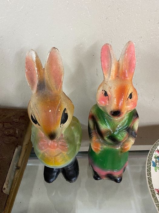 Old Chalkware Easter Bunnies