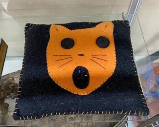 Old Halloween Cat Pillow