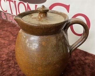 Old Pottery Pitcher with Lid