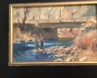 Fly fishing oil painting by Joshua Been