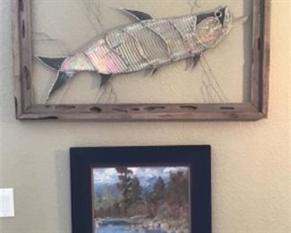 Artisan made Stained glass floating fish.