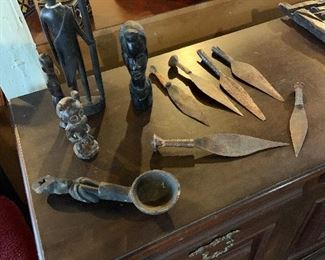 HAND CARVED  AFRICAN ART AND WEAPONRY