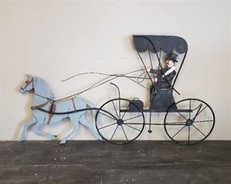 Large Metal Wall Hanging ~ Horse and Buggy