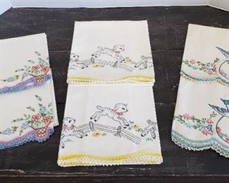 3 Pair of Embroidered/Crotched Pillowcases