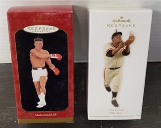 2 Hallmark Keepsake Ornaments: Muhammad Ali & Willie Mays