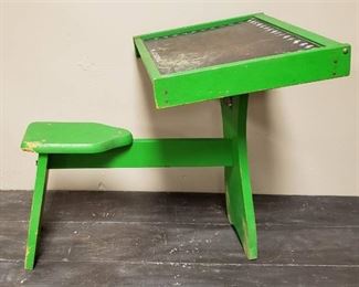 Vintage Wood Playskool Kids Desk ~ 19 x 24 x 22 in. tall ~ slight damage on seat ~ see pix