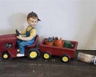 Tractor Decor ~ Tractor Figurine, Vinyl Border and Coaster