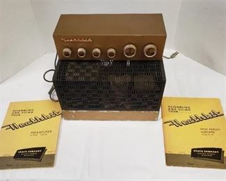 Vintage Heathkit Preamplifier Model WA~P2 (12.5 x 5 x 3.5 in. tall) and High Fidelity Amplifier Model W~5M (13 x 8.5 x 8 in. tall) ~ did not seem to power on ~ might fuse or further maintenance ~ manuals included