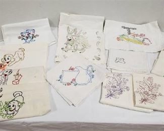 Embroidered or Hand Painted Kitchen Towels ~ Various Sizes ~ some have stains