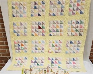 Vintage Baby Quilt (40 x 48 in.) and 5 Doll Clothing Patterns