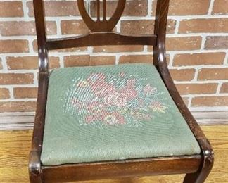 Vintage Lire Back Chair w/ Tapestry Material Seat ~ 16 x 18 x 32 in. tall