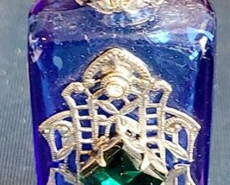 Decorative blue glass perfume bottle 