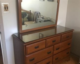 Vintage 7 drawer dresser and mirror 