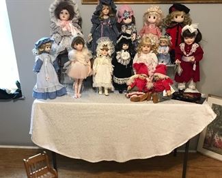 Assortment of porcelain dolls 