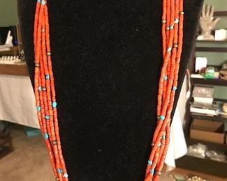 Gorgeous Coral Necklace with matching earrings 