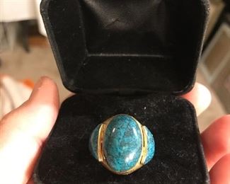 14k gold and turquoise men’s ring 