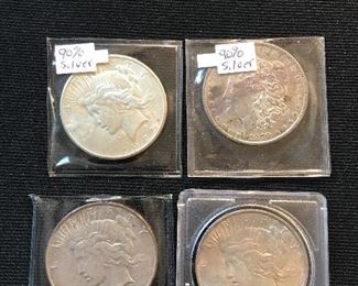 1879, 1922, 1925 & 1926 Sliver coins 90% Liberty 1.00 coins 
