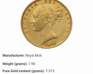 1857 gold coin in fair condition 