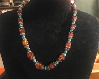 Amber beaded necklace