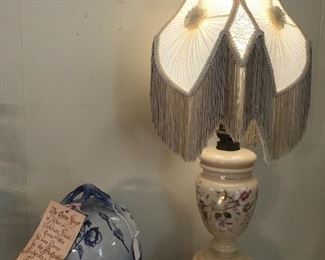 Wonderful old lamp and antique cheese keeper from the 1850s