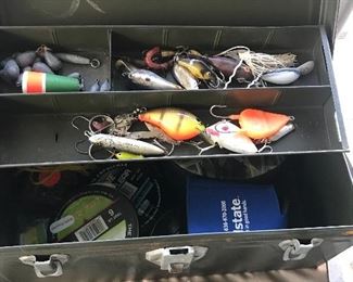 Fishing tackle box with fishing lures 