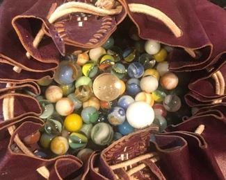 Over 220 Marbles in this wonderful leather bag 