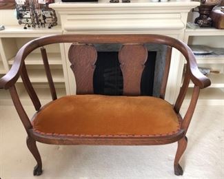 Antique Settee, Armchair, and Office Chair