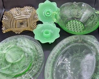 Assorted Color Glass and Depression Glass