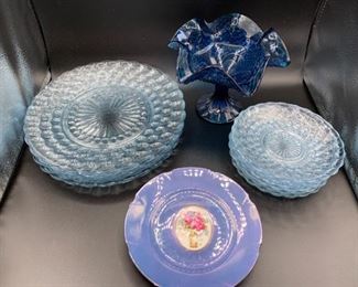 Blue Plates and Candy Dish