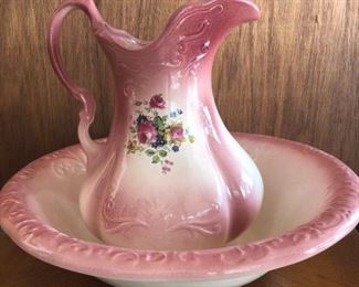 Ironstone Pottery Water Pitcher and Wash Basin