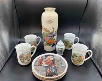 Japanese Made China Incl Four Norman Rockwell Plates
