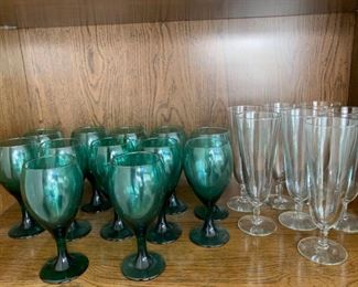 Special Green Colored Water Glasses and Beer Glasses