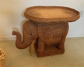 Wicker elephant end table
