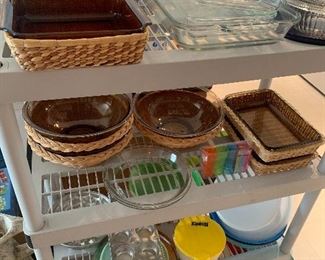Pyrex in holding baskets
